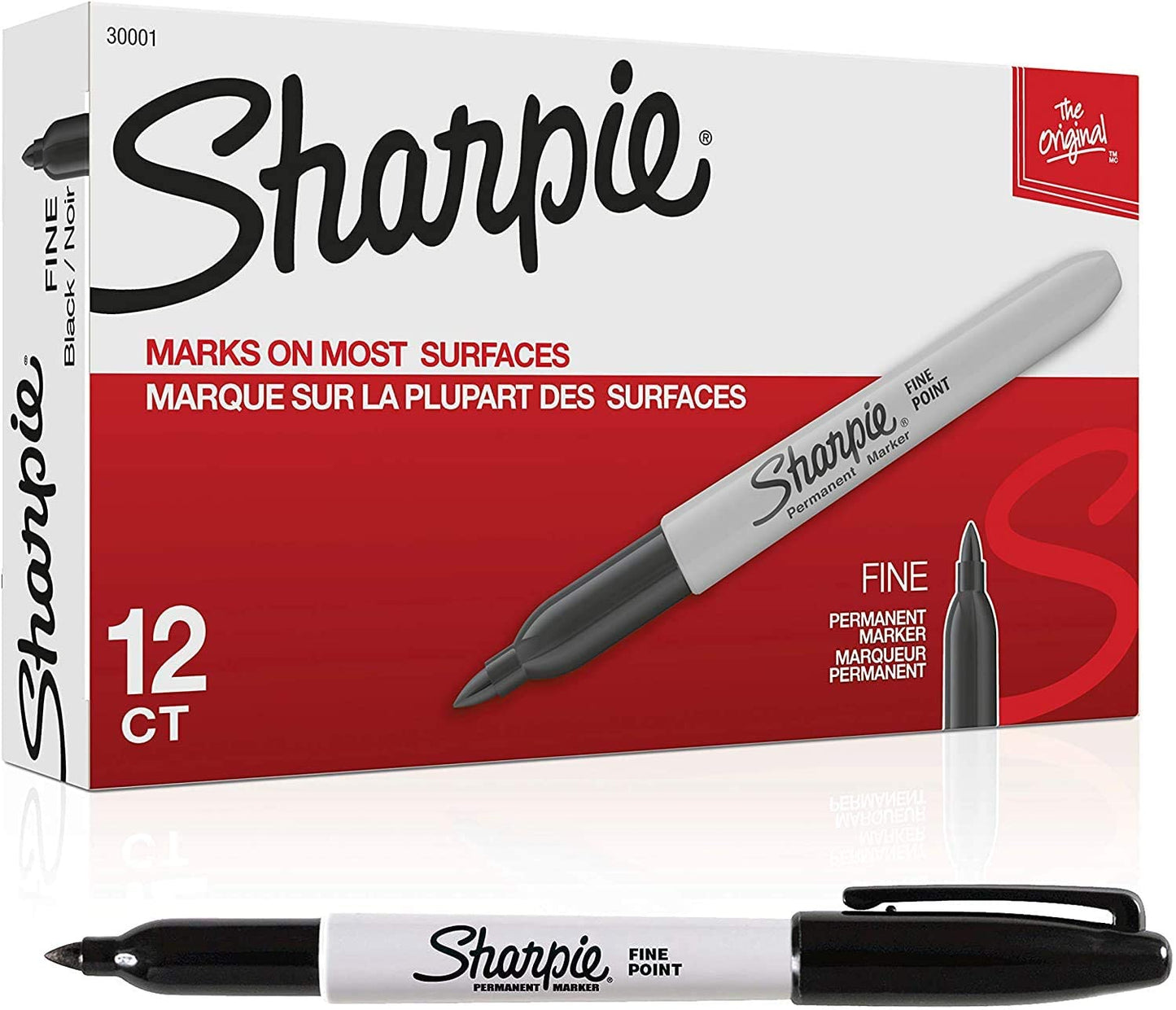 Sharpie Permanent Markers Black Fine Point 12 Count